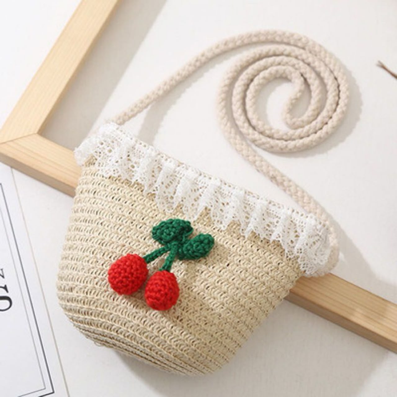 Kids Woven Straw Crossbody – 3 Appliqué Designs, 3–7 Yrs