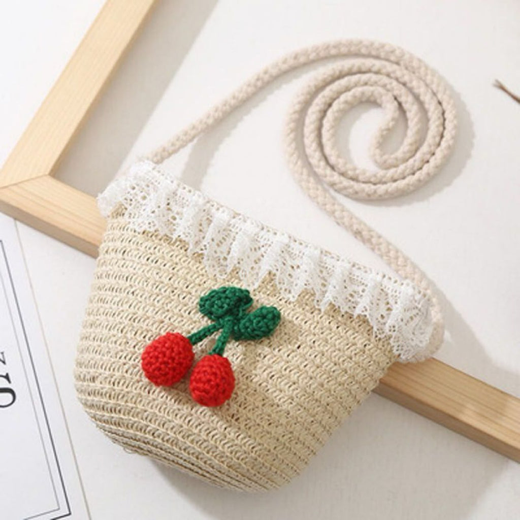 Kids Woven Straw Crossbody – 3 Appliqué Designs, 3–7 Yrs