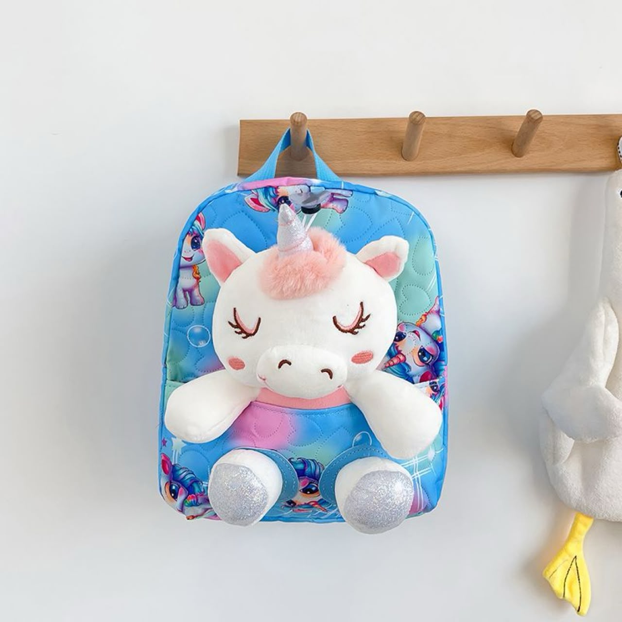 Kids Unicorn Plush Backpack – Quilted, 3–6 Yrs