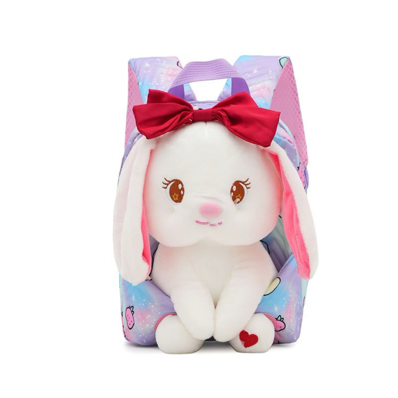 Kids Bunny Plush Backpack – Printed with Bow, 3–6 Yrs