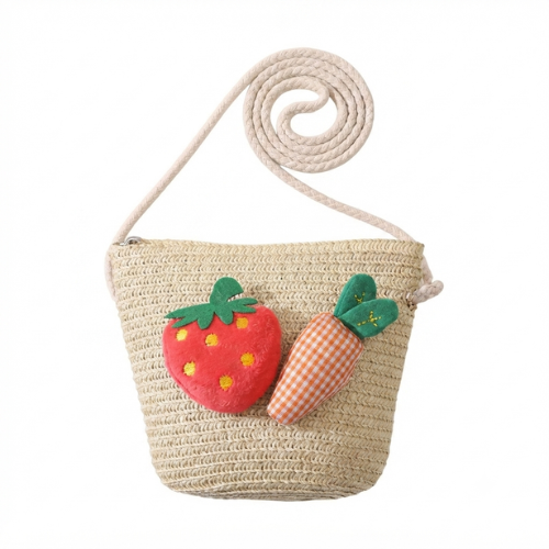 Kids Woven Straw Crossbody – 2 Appliqué Designs, 3–7 Yrs