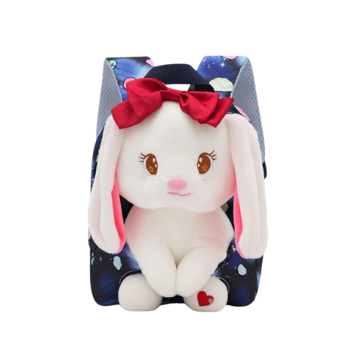Kids Bunny Plush Backpack – Navy Galaxy, 3–6 Yrs