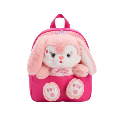 Kids Bunny Plush Backpack – Nylon Pink/Purple, 3–6 Yrs